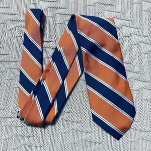 Altea orange and navy striped silk tie